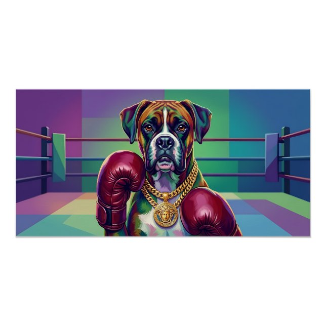 Pôster Modern Pop Art Boxer Dog Boxing Athlete (Frente)