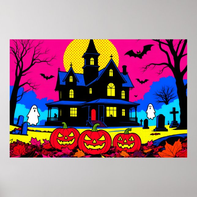 Poster Modern Pop Art Halloween Graveyard (Frente)
