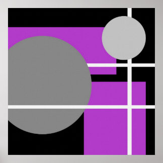Pôster Modern Purple Gray Black White - MS0001 Canvas