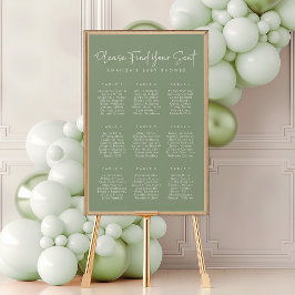 Poster Modern Sage Oh Baby Simple Chá Seating Chart