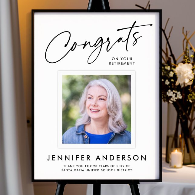 Poster Modern Script Congrats Retirement Party Photo (Criador carregado)