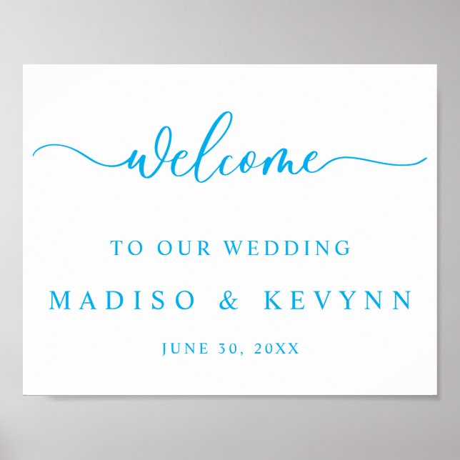 Poster Modern Script Couples Names Wedding Welcome Sign (Frente)