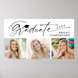 Poster Modern Script Graduate 3 Photos Graduation Party