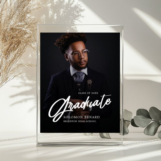 Poster Modern Script Photo  Graduate Welcome sign (Criador carregado)