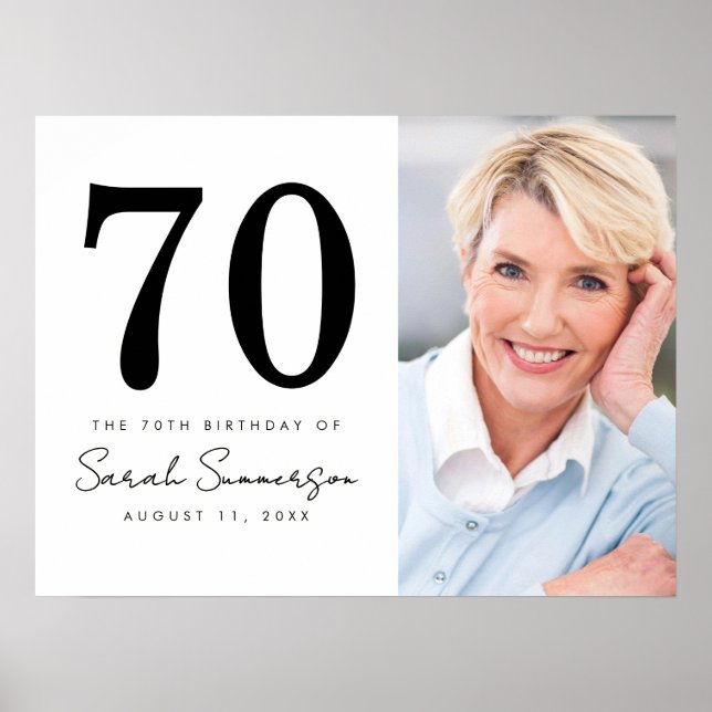 Poster Modern Seveny Black White Photo 70th Birthday (Frente)