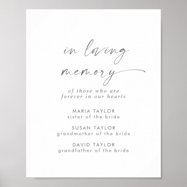 Poster Modern Silver Script In Loving Memory Memorial (Frente)