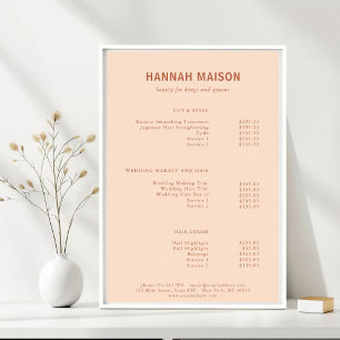 Poster Modern Simpel, Professional, Salon, Lista de Preço