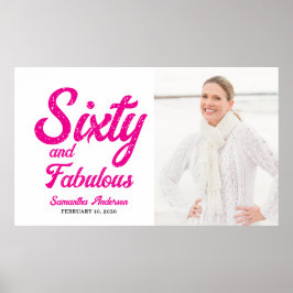 Poster Modern Sixty and Fabulous Pink 60th Birthday Party
