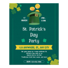 Pôster Modern St. Patrick's Day Party Custom Invitation