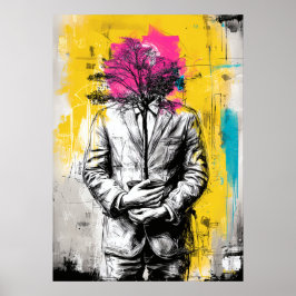 Poster Modern Surreal Portrait Conceptual Tree Art