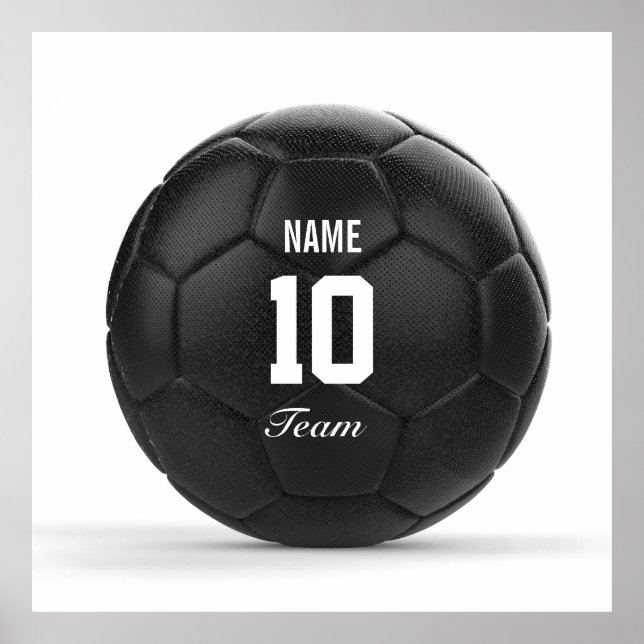Pôster Modern Team Soccer Ball Personalized Text (Frente)