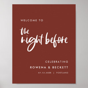 Poster Modern terracotta Welcome to the night before