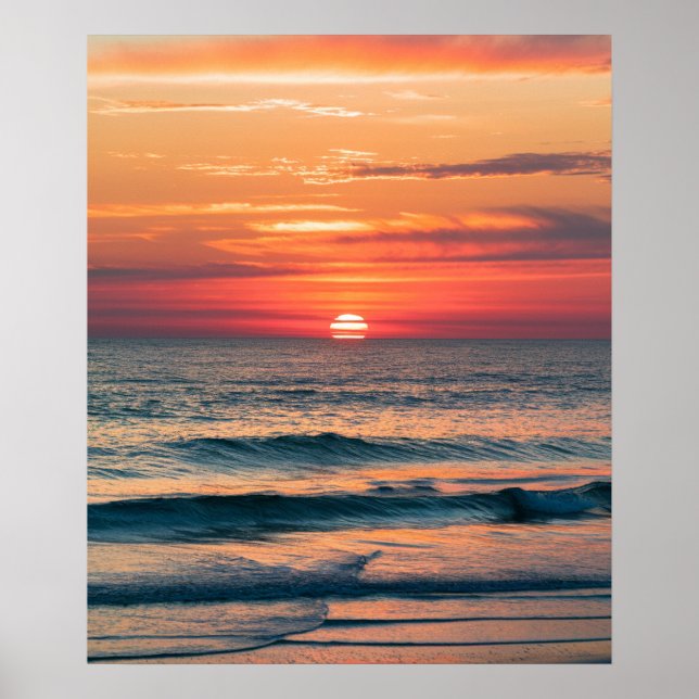 Poster Modern Trendy Summer Tropical Beach Sunset (Frente)