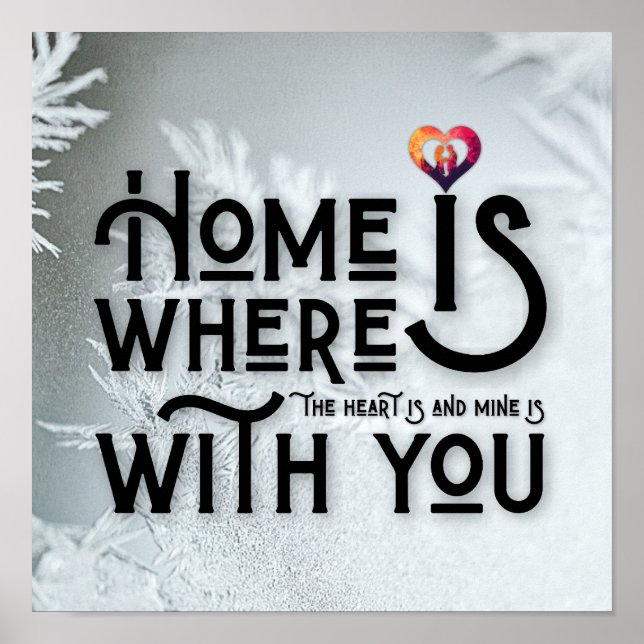 Poster Modern Typography Romantic Heart Quote Square (Frente)