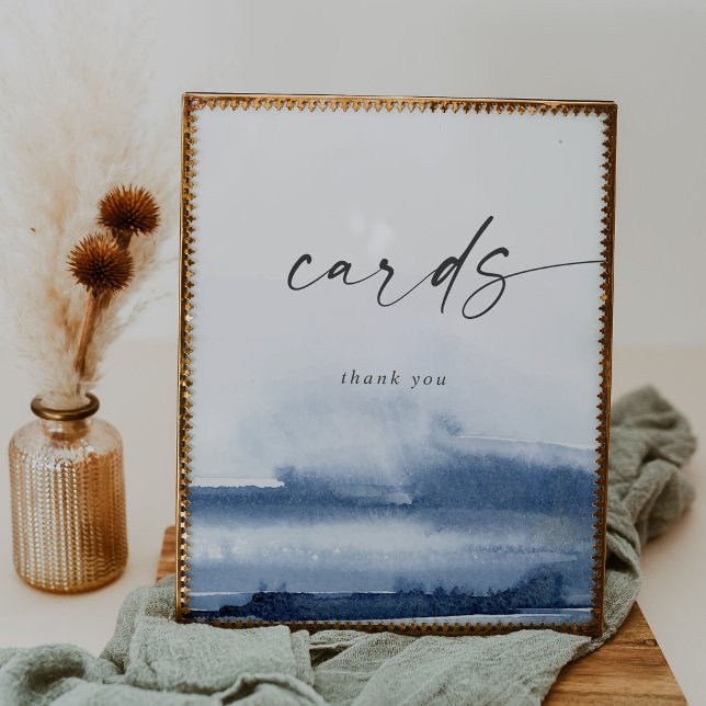 Poster Modern Watercolor | Cartões De Casamento Azul (Criador carregado)