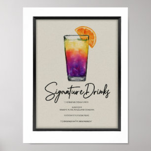 Poster Modern Watercolor Signature Bebe Menu Wedding Po