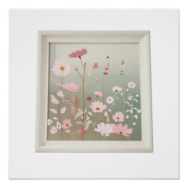 Pôster Modern Wildflower Illustration Japandi Home Decor (Frente)