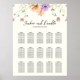 Poster Modern wildflowers spring wedding Seating Chart