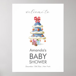 Poster Modern Winter Christmas Tree Baby Shower Welcome