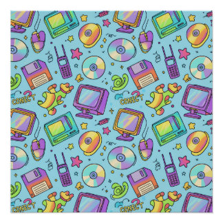 Pôster Modern Y2K Retro Tech Aesthetic Art Poster