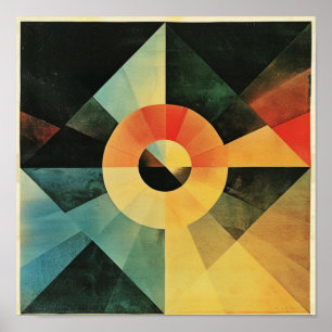 Poster moderna arte abstrato de bauhaus atômico colorido