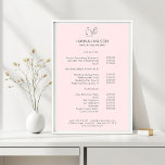 Poster Moderna, Arte em Linha, Mulher, Leafe, Salão, Pric<br><div class="desc">Moderna,  Arte em Linha,  Mulher,  Leafy,  Salão,  Poster de Pricelista Branco.</div>