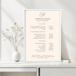 Poster Moderna, Arte em Linha, Mulher, Leafe, Salão, Pric<br><div class="desc">Moderna,  Arte em Linha,  Mulher,  Leafy,  Salão,  Poster de Pricelista Branco.</div>