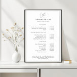 Poster Moderna, Arte em Linha, Mulher, Leafe, Salão, Pric<br><div class="desc">Moderna,  Arte em Linha,  Mulher,  Leafy,  Salão,  Poster de Pricelista Branco.</div>