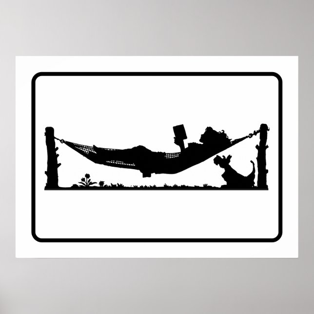 Poster Moderna ContemporâneaMulher em Hammock Reading Pos (Frente)