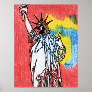 Poster Moderna cor d'água Estátua da liberdade