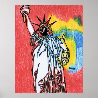 Poster Moderna cor d'água Estátua da liberdade