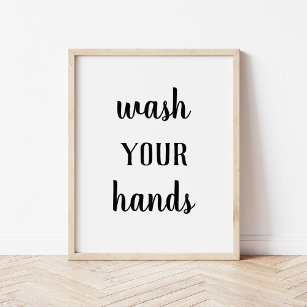 Pôster Moderna fazenda Lave suas mãos Arte de Banheiro