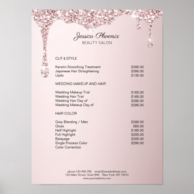 Poster Moderner Glamor Rosa Glitzer sinkt (Frente)