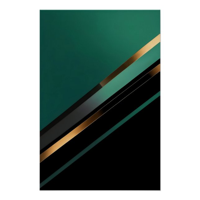 Pôster Modernidade em Verde e Dourado (Frente)