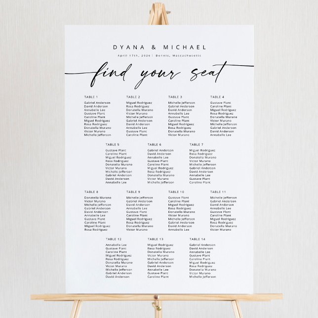 Poster Moderno 14 Mesa Encontre seu gráfico de assentos (Criador carregado)