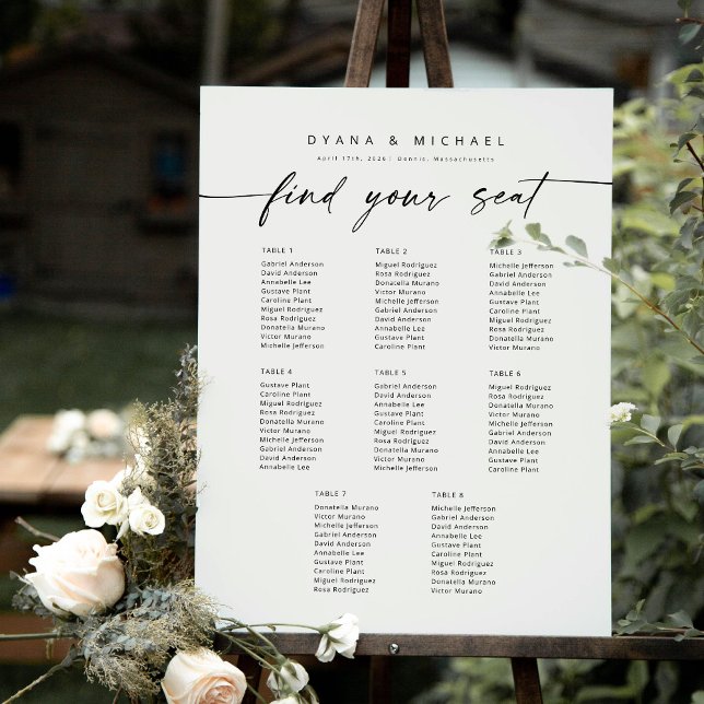 Poster Moderno 8 Mesa Encontre seu gráfico de assentos (Criador carregado)