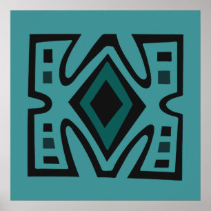 Poster Moderno Abstrato Africano Contemporâneo em turques