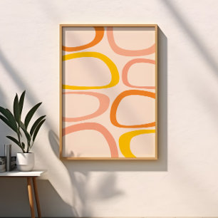 Poster Moderno Abstrato de Meados do Século em Pêssego, L