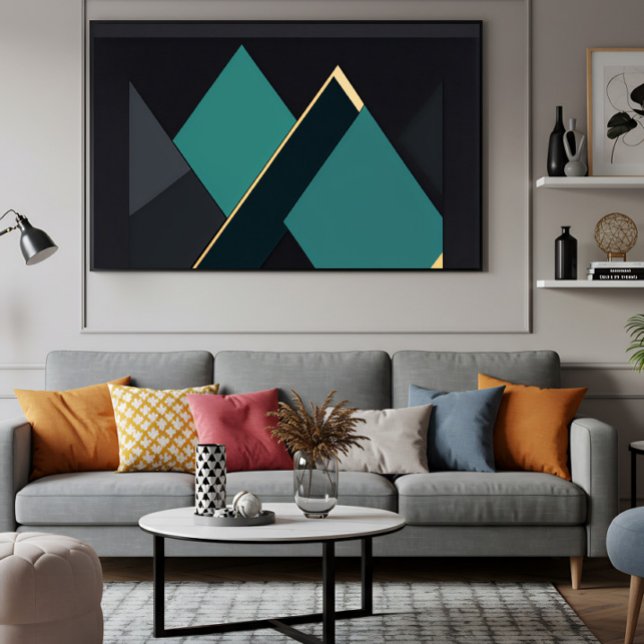 Poster Moderno Abstrato Geométrico em Azul Turquesa e Dou (Criador carregado)