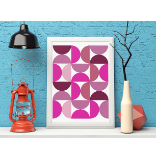 Poster Moderno Abstrato Rosa Estético Préppy de Meados do