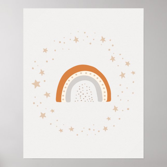 Poster Moderno berçário escandinavo fofo arco-íris com es (Frente)