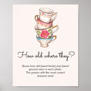 Poster Moderno Blush Tea Party Quantos Anos Eles Tiveram?