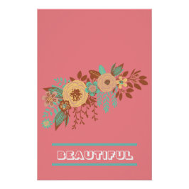 Pôster Moderno Boho Floral Rosa