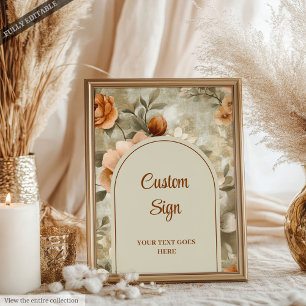 Poster Moderno Boho Terracota Bege Oliva Floral Personali