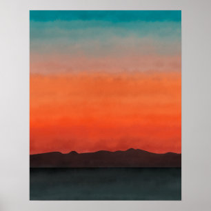 Poster Moderno Colorida Abstrato Beach Sunset