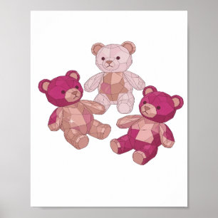 Poster Moderno Design de Três Ursinhos com Legenda em Pra