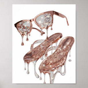 Poster Moderno Design Prateado GLAMOUR ROSE GOLD