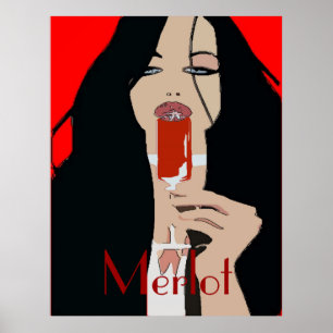 Poster moderno do vinho do estilo, Merlot