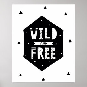 Poster Moderno e livre berçário preto e branco