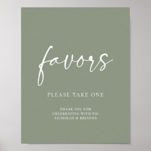 Poster Moderno e Minimalista Casamento Verde Sage Favorec